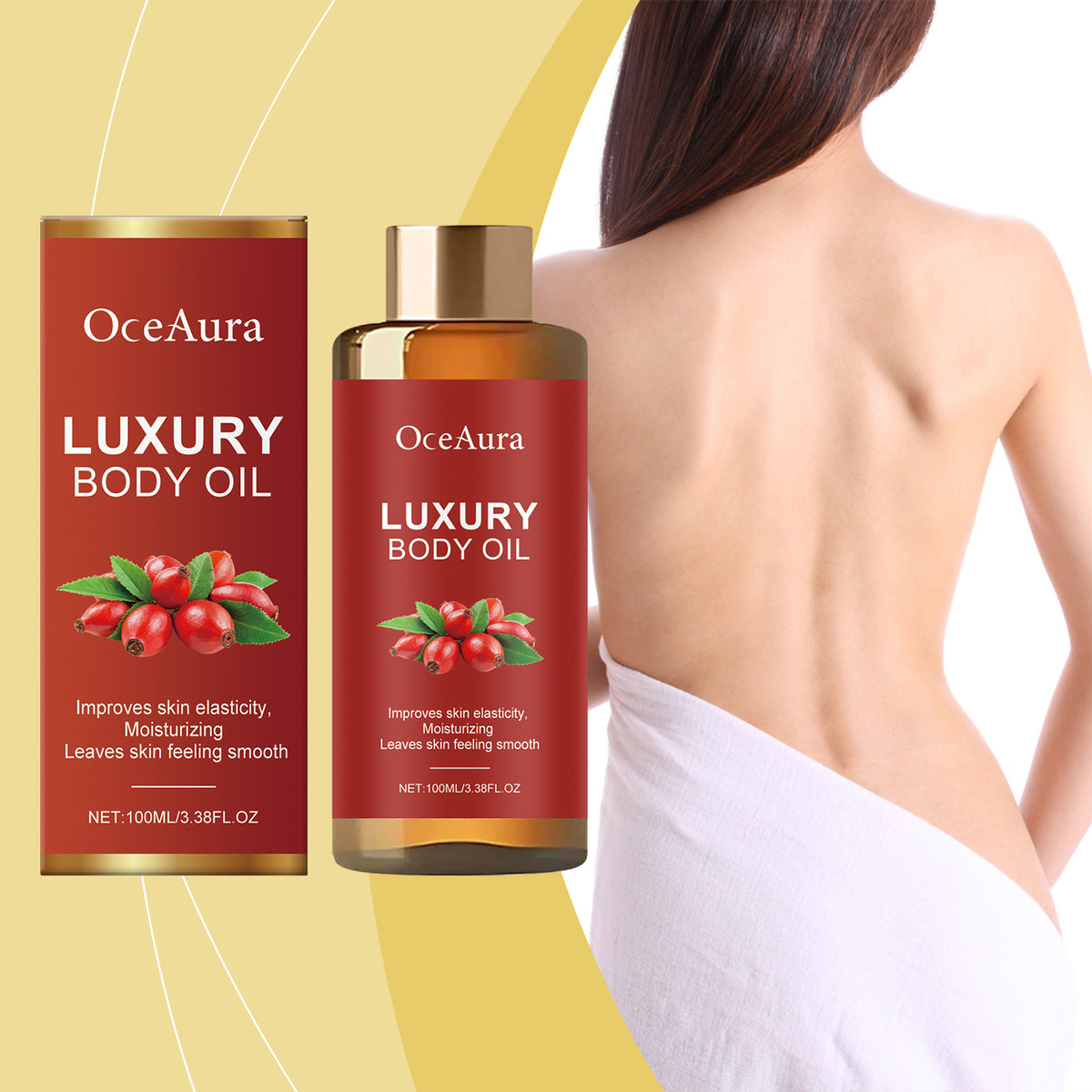 OceAura Moisturizing Body Care Oil, Moisturizes And Improves Skin Elasticity Essential Oils For Daily Body Care
