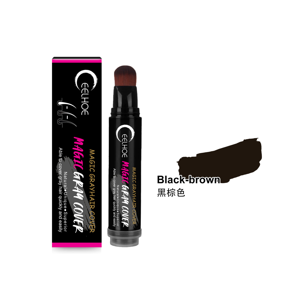 Disposable Plant Hair Stick, Hair Without Damage Repair Color Black Brown Quick White Hair Cover Stick