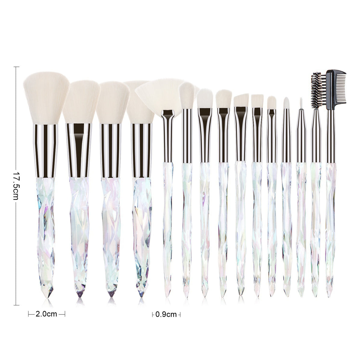15 pcs Makeup Brushes Diamond Crystal Handle Makeup Tools Foundation Eyeshadow Brush