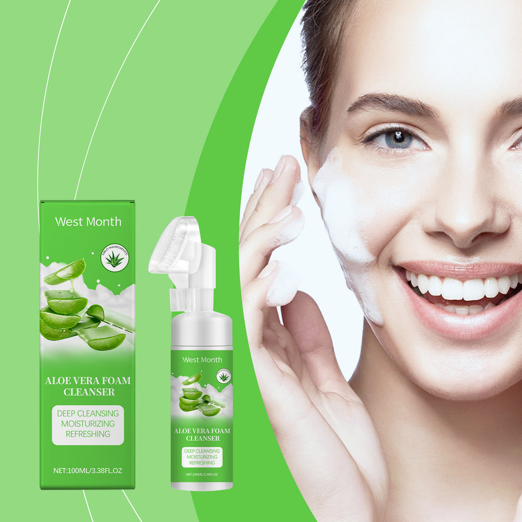 West&Month Aloe Vera Foam Cleanser Moisturizes, Moisturizes, Gently Cleanses Pores And Refreshes
