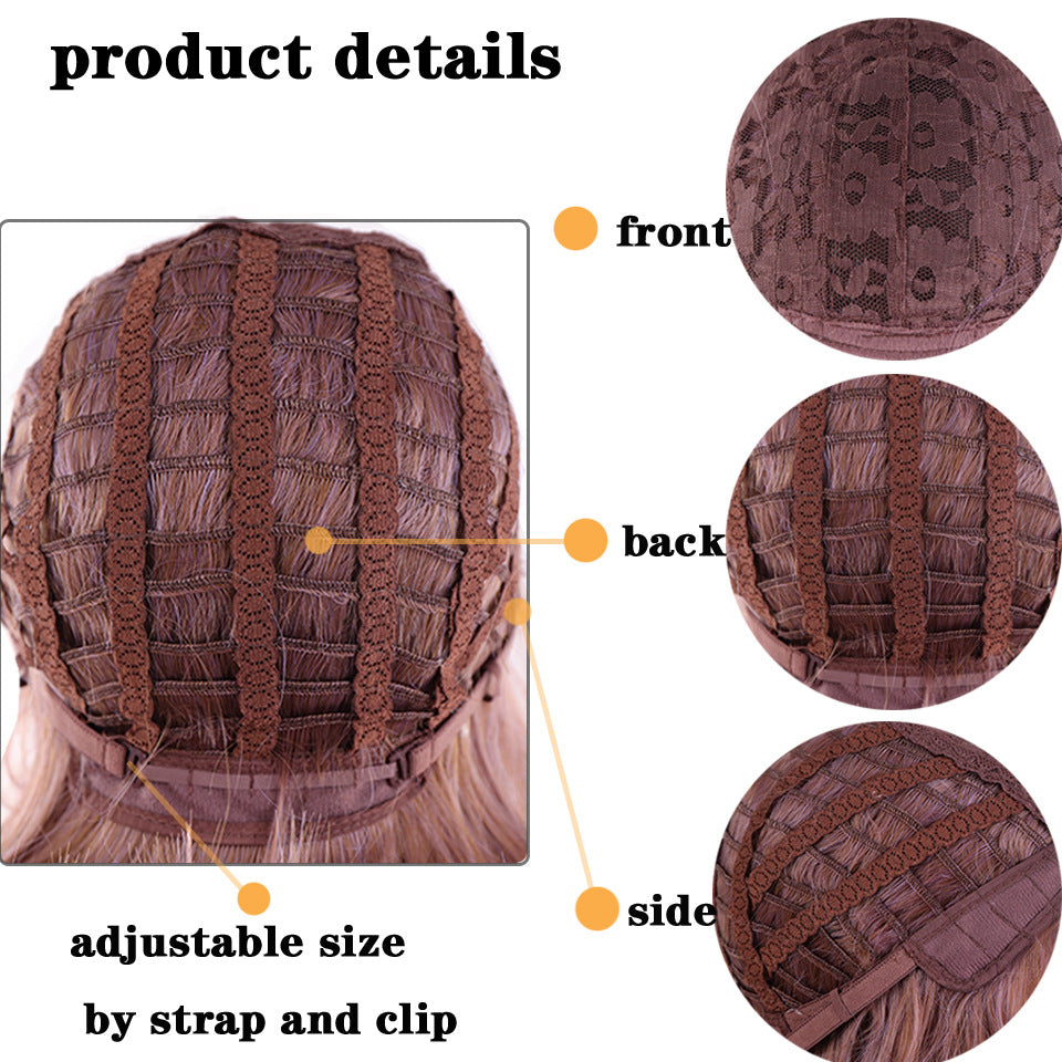 Fashion chemical fiber wig pink short curly corn perm bob hair set European and American short hair wig ladies headgear