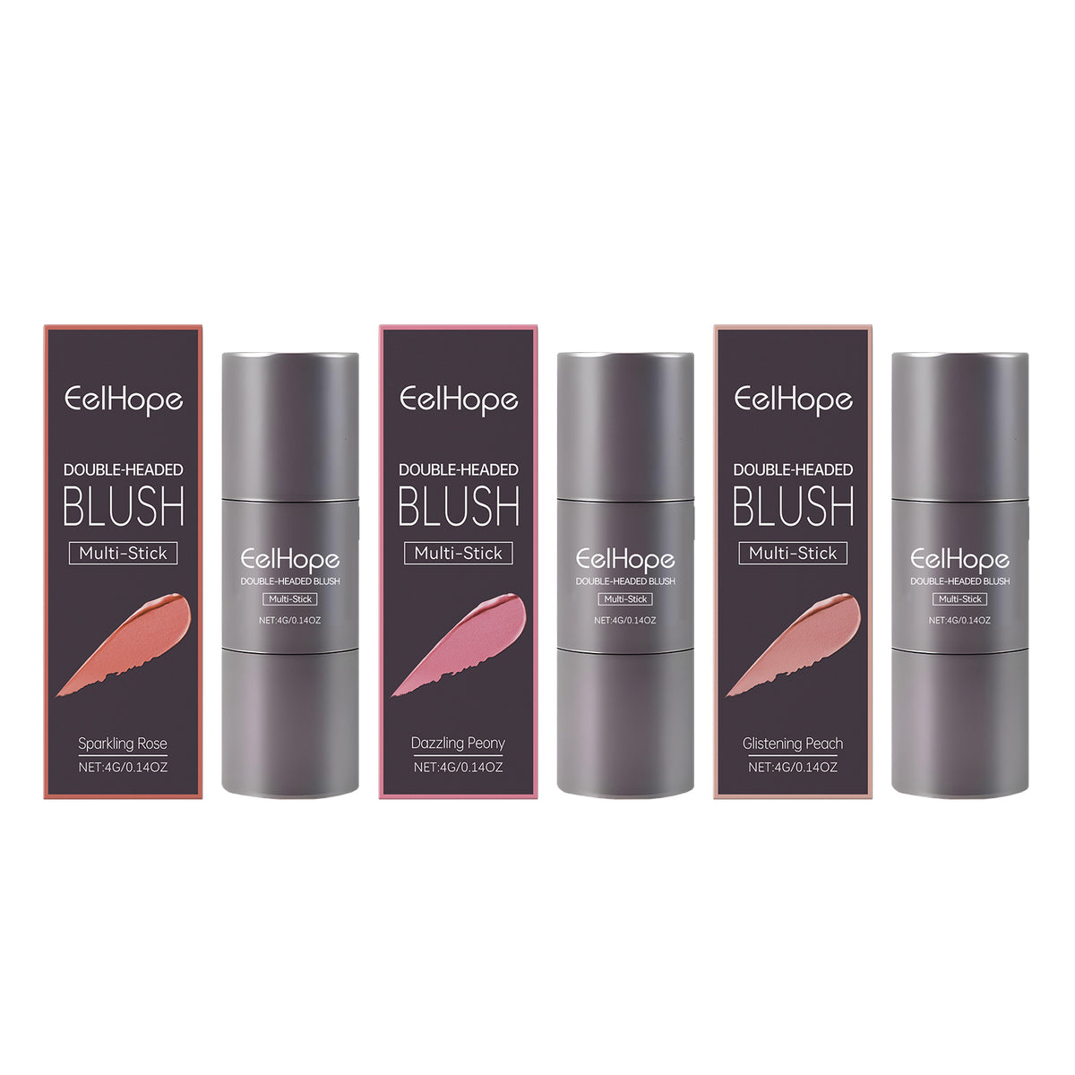 Eelhope Double Head Blush Multi-Purpose Stick, Natural Light Naked Makeup Long-Lasting Color Red Makeup Stick