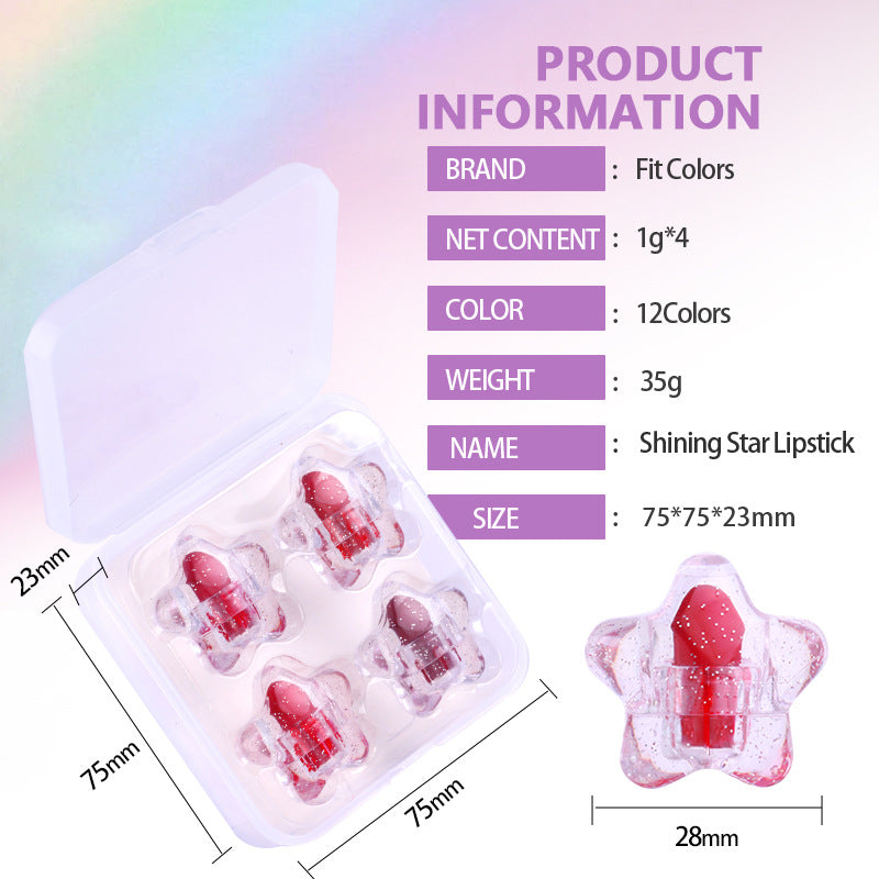 Fit Colors Pentagram Mini Lipstick Set Pentagram 12 Colors Mini Portable Capsule Lipstick