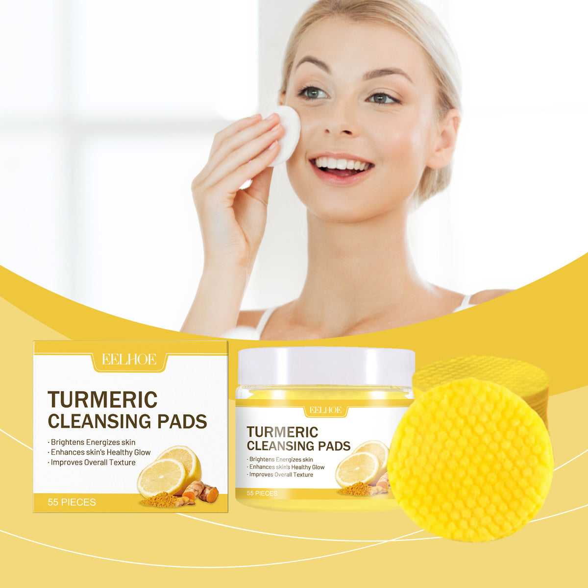 EELHOE Ginger And Lemon Makeup Remover Cleansing Pad, Facial Makeup Gentle Clean Makeup, Care For Skin Without Tight