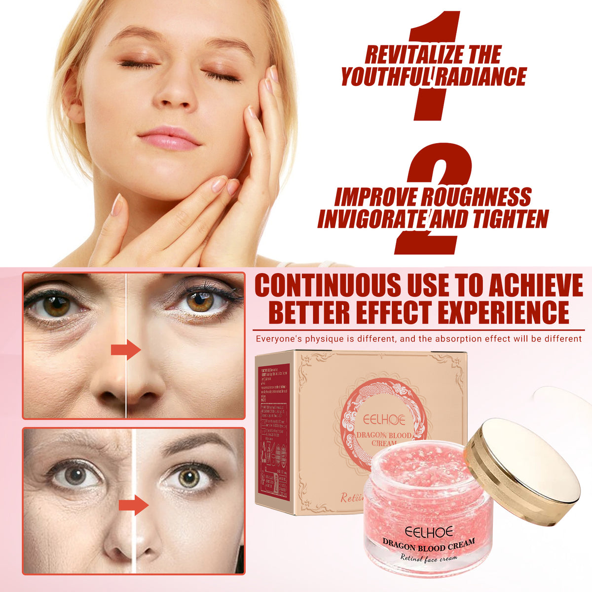 EELHOE Retinol Facial Firming Cream, Anti Aging Moisturizing Firming Whitening Face Cream