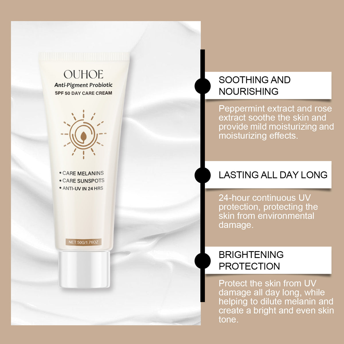 OUHOE Protective Moisturizing Face Cream, Summer Outdoor Moisturizing, Moisturizing And Brightening Skin Care Refreshing Isolation Lotion