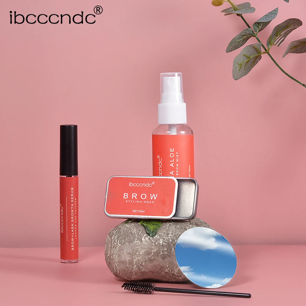 Brow Lamination Styling Soap Kit Eyebrows Lifting Soap with Aole Mist Sprayer Brows Growth Serum Long Lasting Makeup Kit